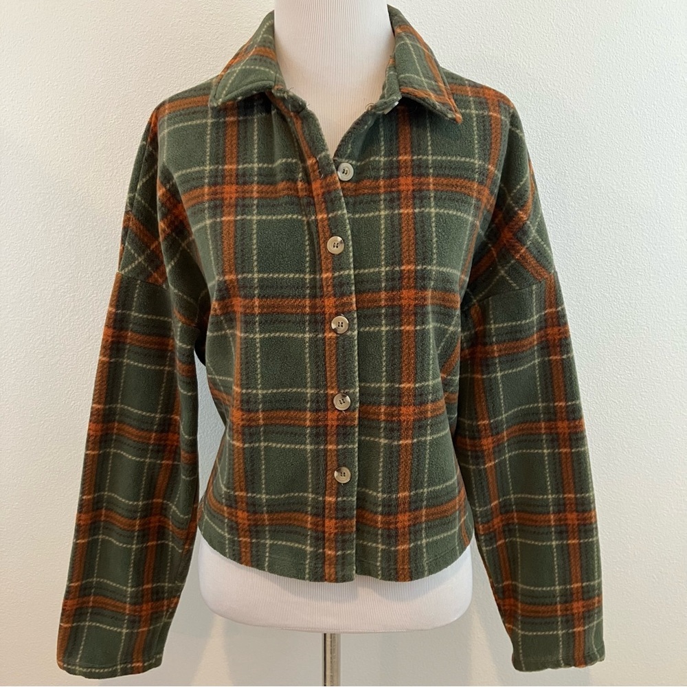 Love, Fire | Olive & Auburn Plaid Cropped Jacket